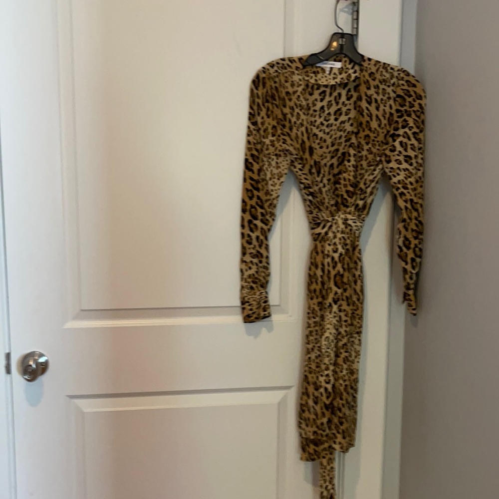 EUC Frame Denim leopard wrap dress. Size XS